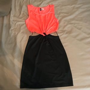 H&M pink and Black Cutout Dress